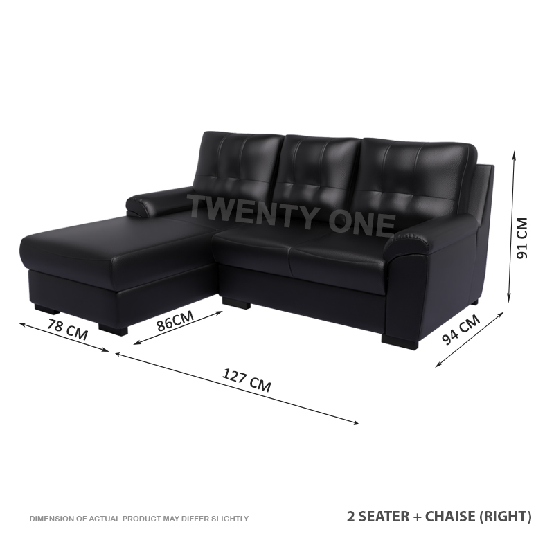 SKH N2136 2 SEATER +L SHAPE  HALF LEATHER SOFA 1B RIGHT